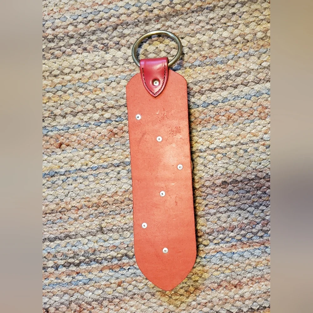 Vintage MBS Sleigh Bells Red Leather Brass Christmas Holiday Door Decoration - Picture 3 of 7